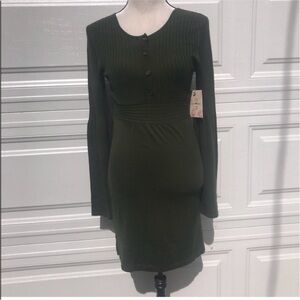 Derek Heart Dark Green Long Sleeve Dress